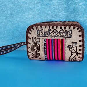 Monedero cuero y tela